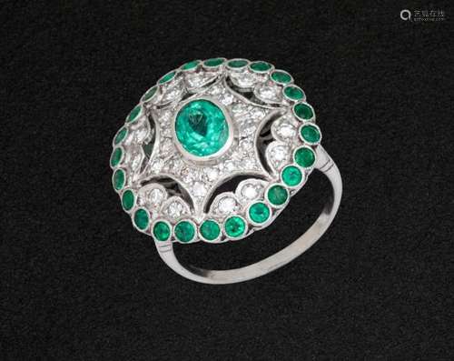 Emerald and diamond ring