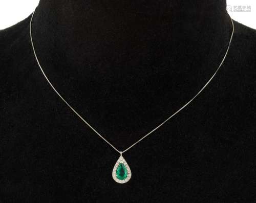 Emerald and diamond emerald pendant