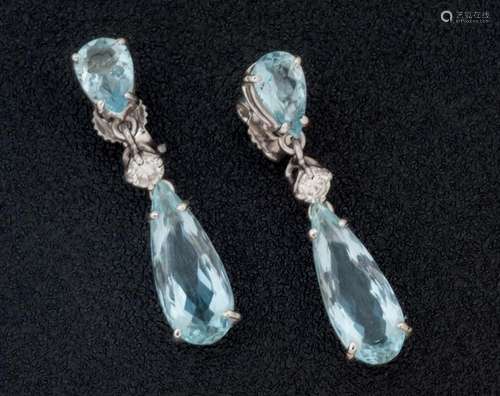 Aquamarine and diamond earrings