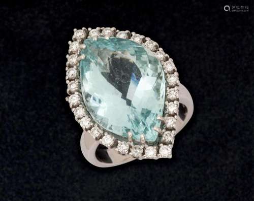 Aquamarine and diamond ring