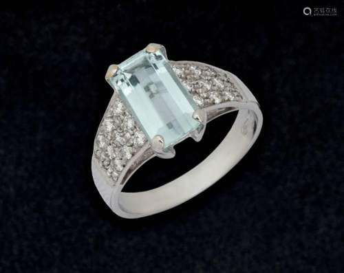 Aquamarine and diamond ring