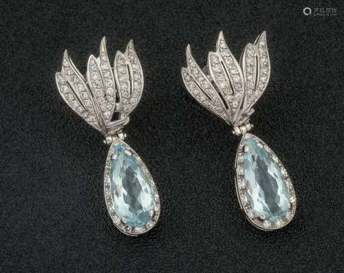 Aquamarine and diamond earrings