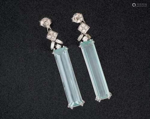 Aquamarine and diamond earrings