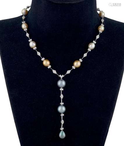 Pearl and diamond necklace