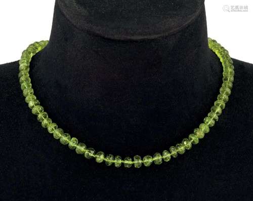 Pakistan peridot necklace with gold clasp