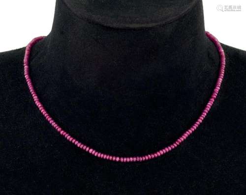 Ruby bead necklace with gold clasp