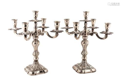 A pair of Spanish silver candelabra 20th Century