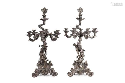 A pair of silver Rococó candelabra 19th Century