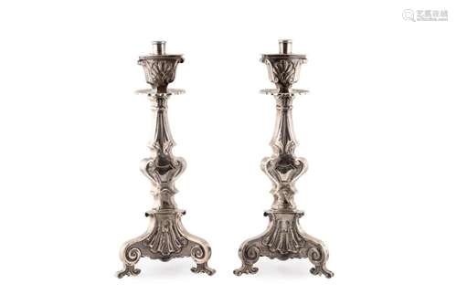 A pair of silver candle sticks Circa 1900