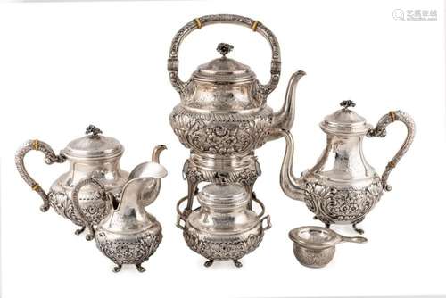 A Spanish silver coffee set. 20th Century