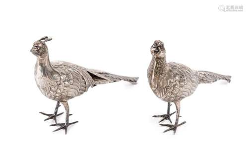 A pair of Spanish silver pheasants 20th Century