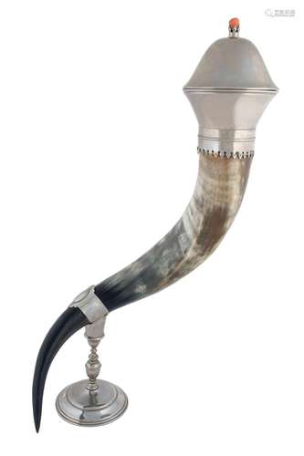 A horn in silver plated metal. 20th Century