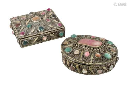 A pair of silver plated boxes. 20th Century