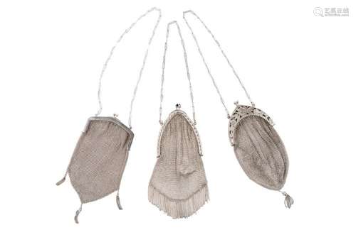 Three silver bags Circa 1900