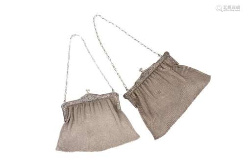 A pair of silver bags Circa 1900