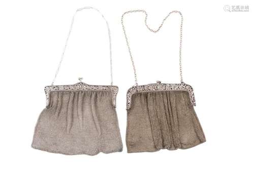 A pair of silver bags Circa 1900