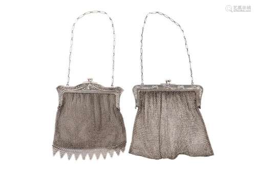 A pair of silver bags Circa 1900