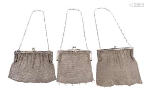 Three silver bags Circa 1900