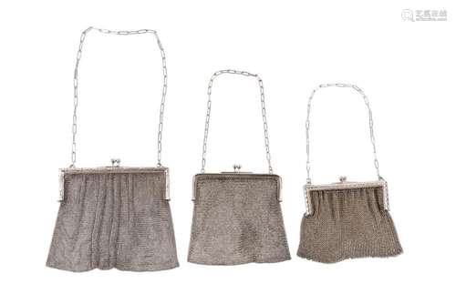 Three silver bags Circa 1900