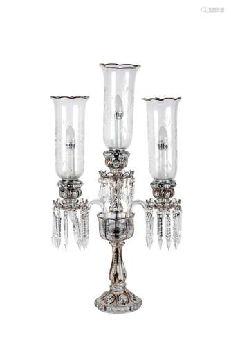 A French enameled glass candelabra 20th Century