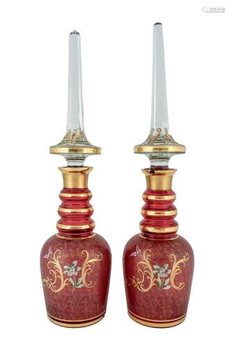 A pair of Bohemian glass decanters. 20th C