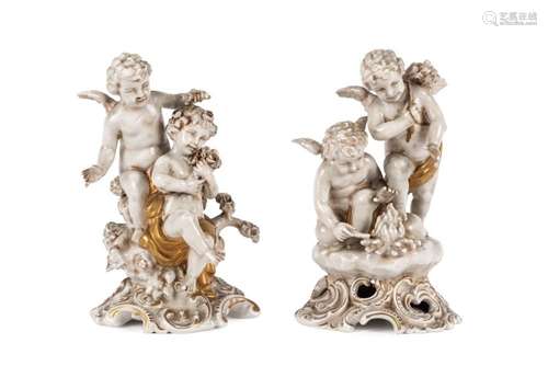 A pair of European porcelain groups 20th C