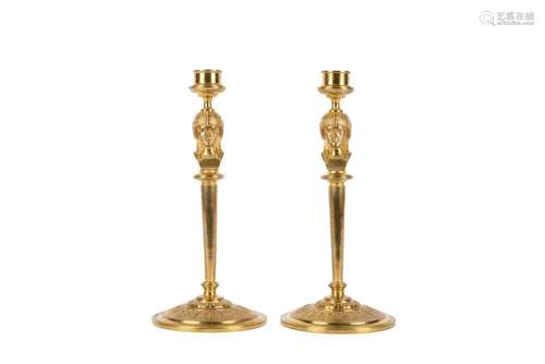 A pair of Retour d Egypte candlesticks 19th C