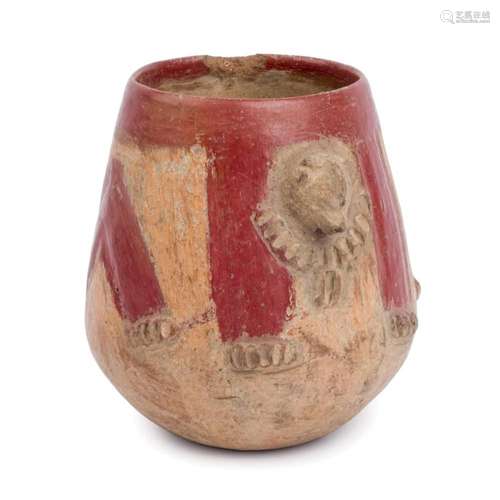 Mayan clay jaguar vase