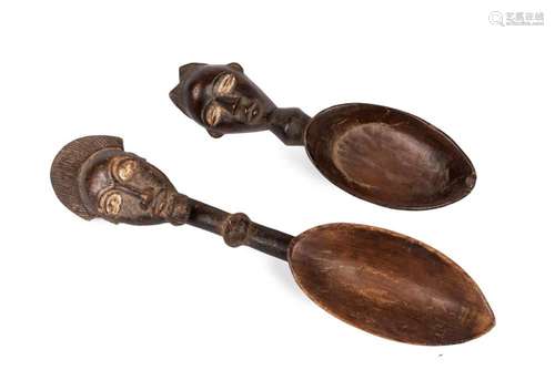 A pair of Baule wooden spoons