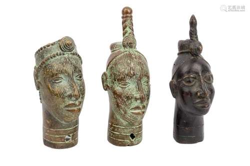 Three bronze heads. Yoruba People 20th Century