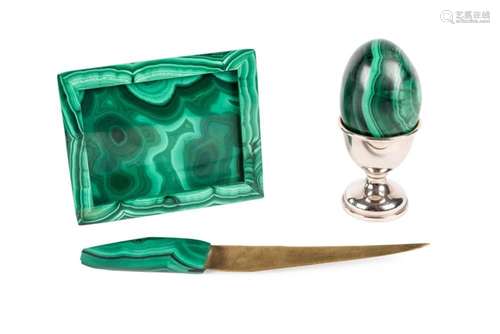 Three malachite pieces 20th Century