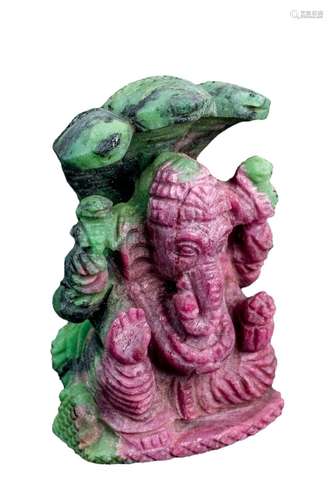 Ganesh ruby and zoisite carving