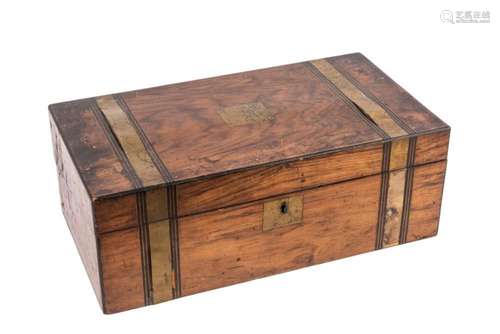 A carved wood portable desk box Circa 1900