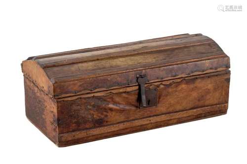 A wooden and leather case. 18th Century