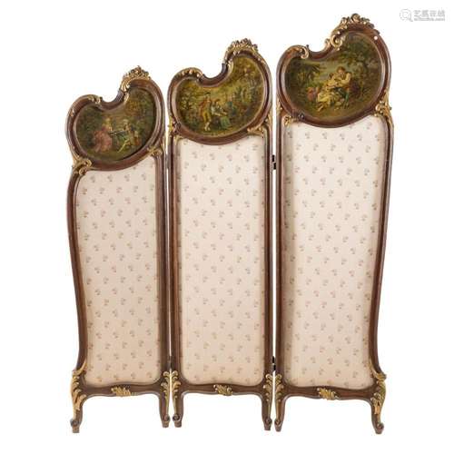 A Louis XV handpainted screen Circa 1900