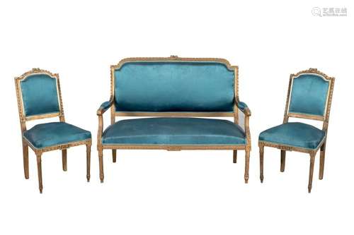 Sofa and chair Louis XVI style. Early 20th C.