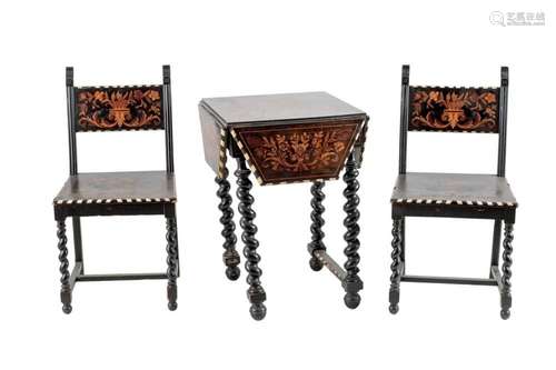 A Dutch style table and chairs 19th Century