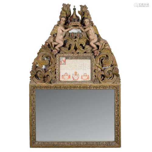 A carved wood mirror 18th Century