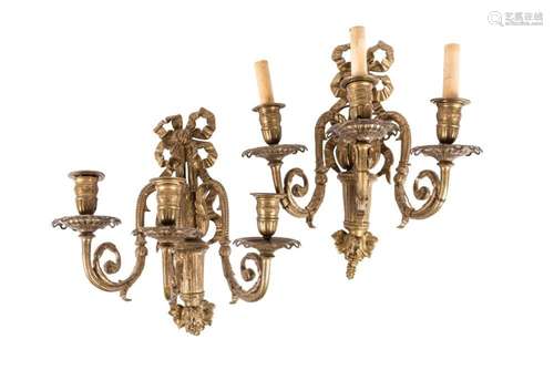 A pair of bronze wall lamps Circa 1900