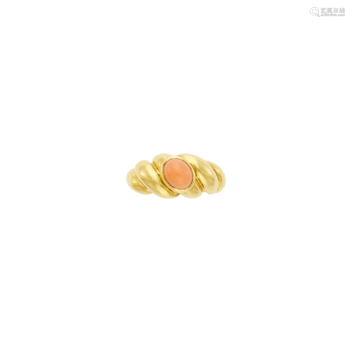 Van Cleef & Arpels Gold and Angel Skin Coral Ring, Franc...