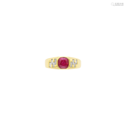 Gold, Ruby and Diamond Gypsy Ring