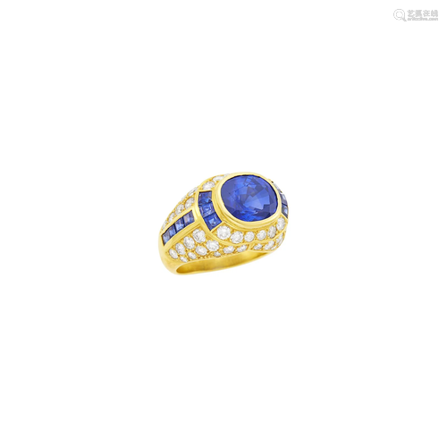 Gold, Sapphire and Diamond Ring