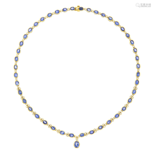 Gold, Sapphire and Diamond Necklace