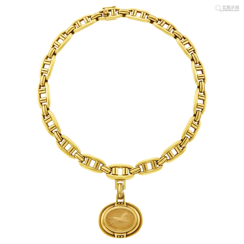 Barry Kieselstein-Cord Gold and Crystal Pendant-Brooch Link ...