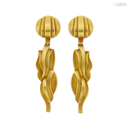 Barry Kielsestein-Cord Pair of Gold Pendant-Earrings