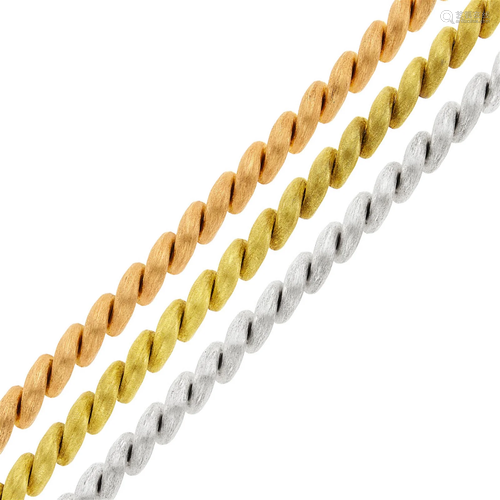 Three Yellow, White and Rose Gold San Marco Link Bracelets