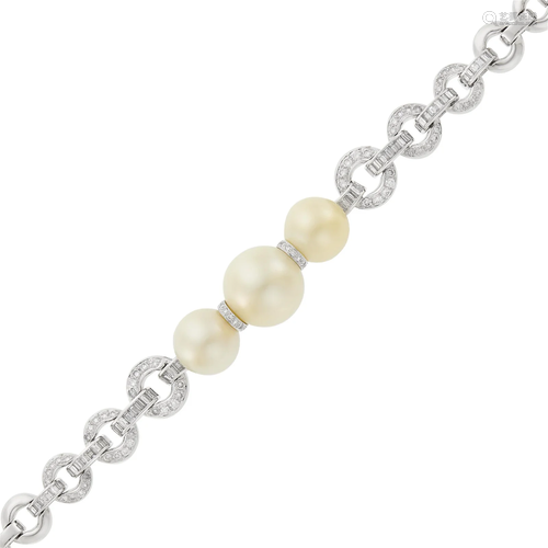 Mouawad White Gold, South Sea Cultured Pearl and Diamond Bra...