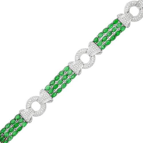 Platinum, Gold, Emerald and Diamond Bracelet