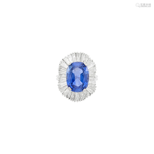 Platinum, Sapphire and Diamond Ballerina Ring