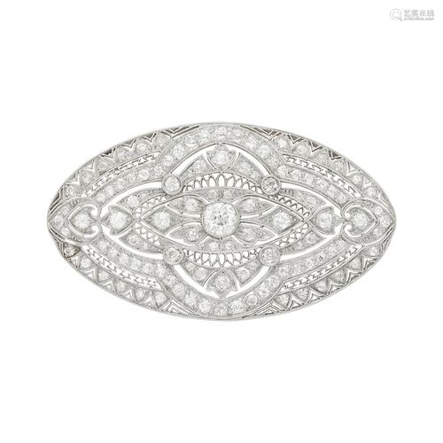 Platinum and Diamond Filigree Pendant-Brooch